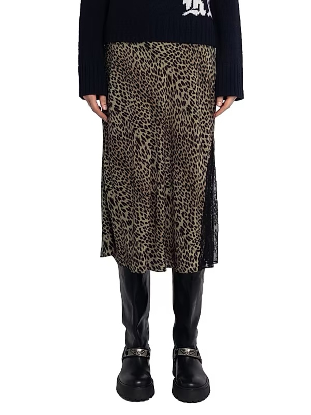 Zadig & Voltaire Jayla Leopard-Print Midi Skirt size 36